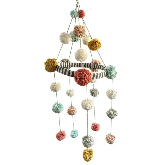 BlaBla Bla Bla Peru Pom Pom Mobile Baby Crib Nursery Handcrafted Handmade Boho - Picture 3 of 13
